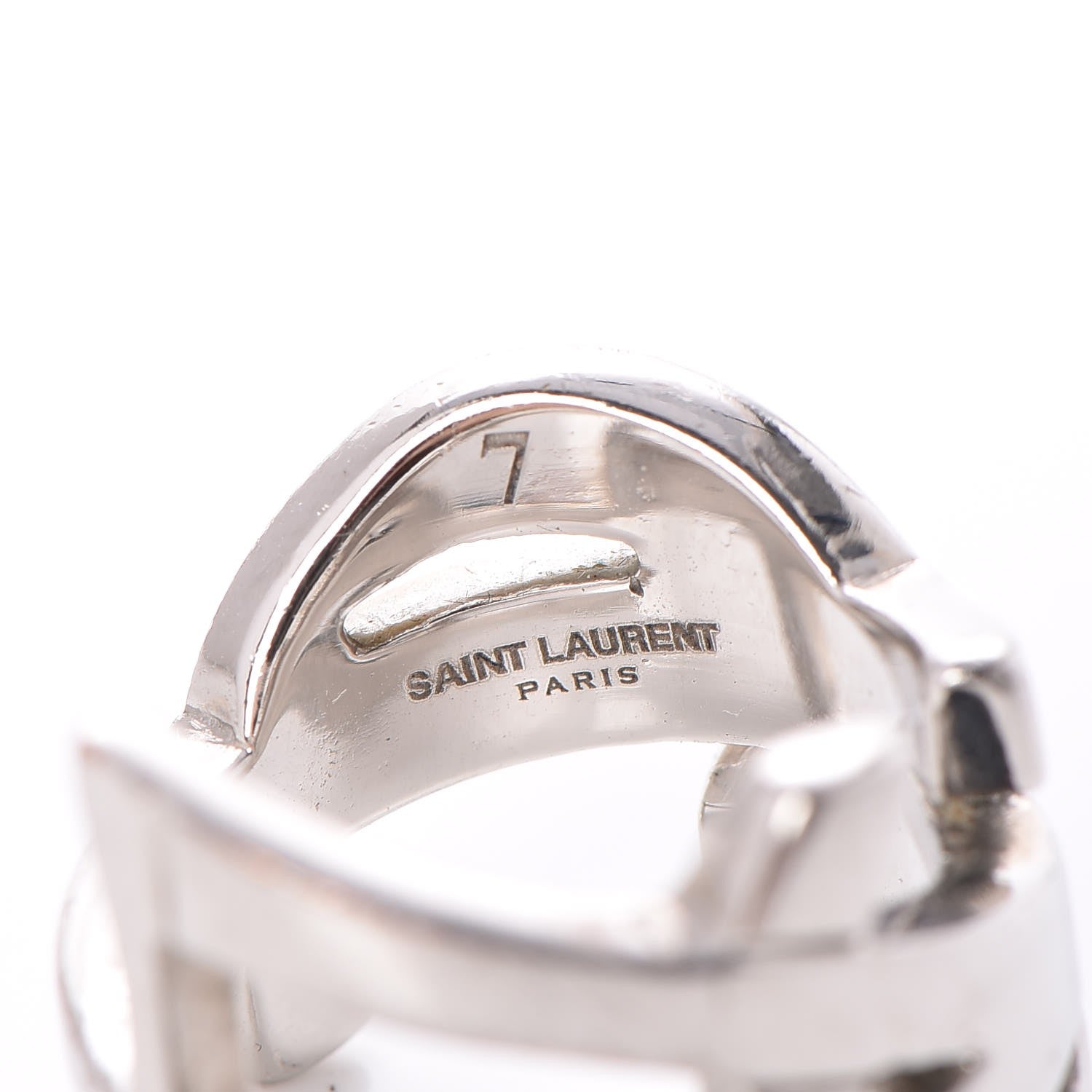 Saint Laurent Palladium Monogram Cassandre Ring 7 Silver 4 of 5