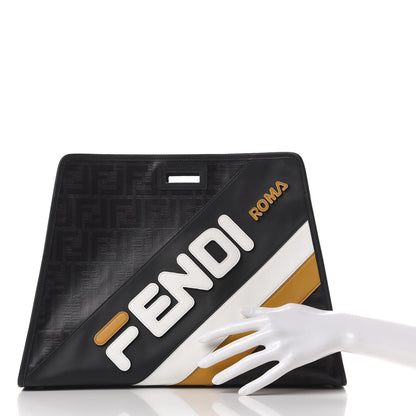 Fendi X FILA Glazed Fabric FF 1974 Mania Medium Peekaboo Defender Cover Black White 2 of 11
