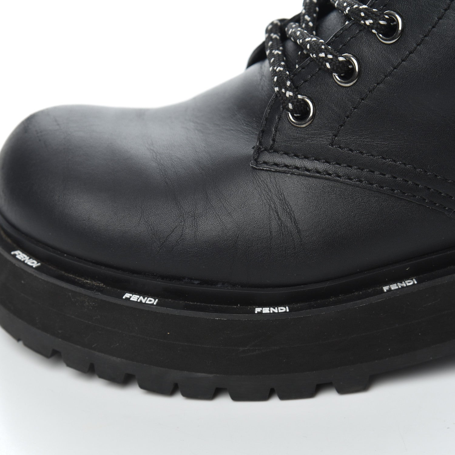 Fendi Calfskin FFreedom Platform Biker Boots 35 Black 8 of 18