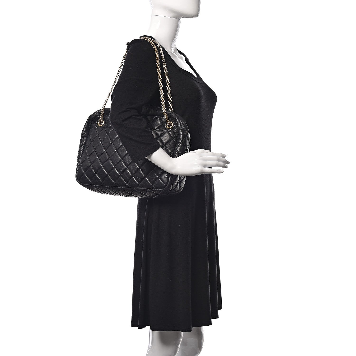 Chanel Aged Calfskin Quilted Large Reissue Camera Case Black 2 of 9