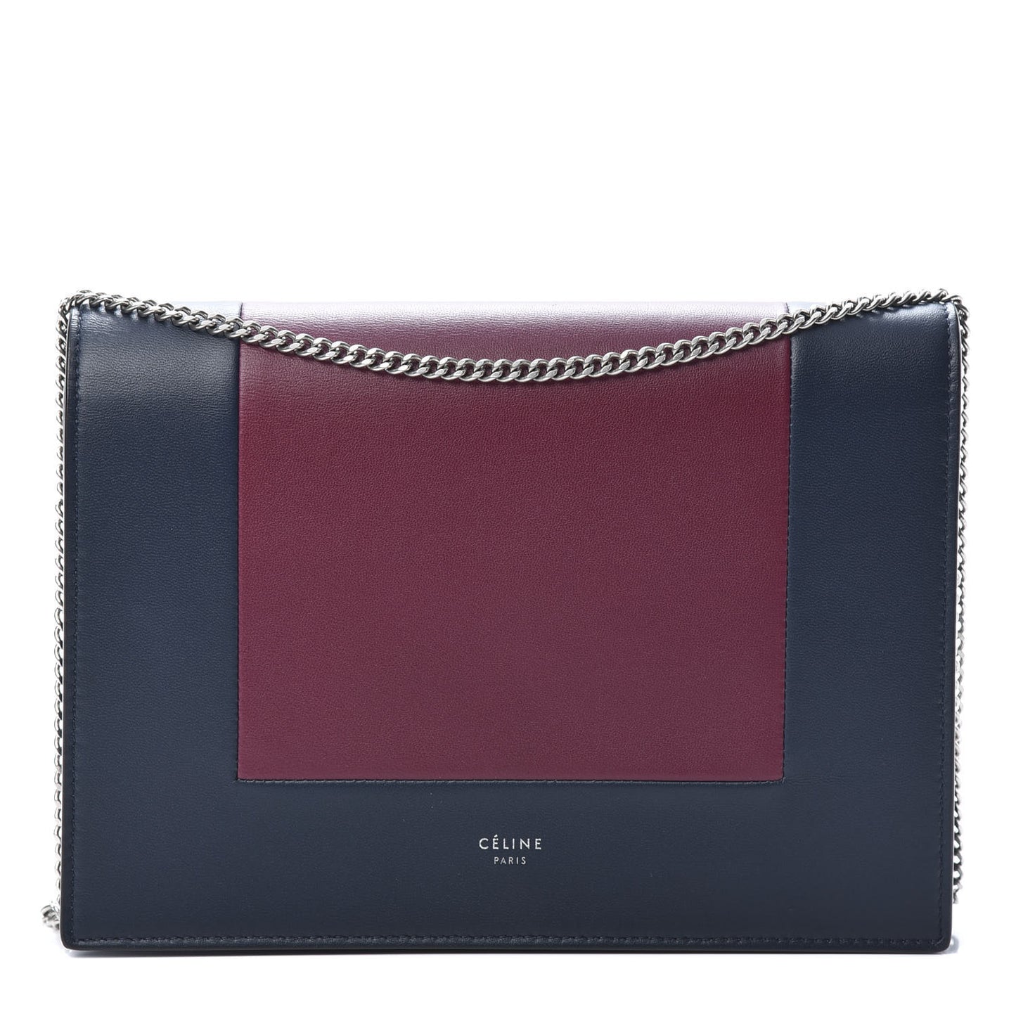 Smooth Lambskin Frame Evening Chain Clutch Steel Blue Plum