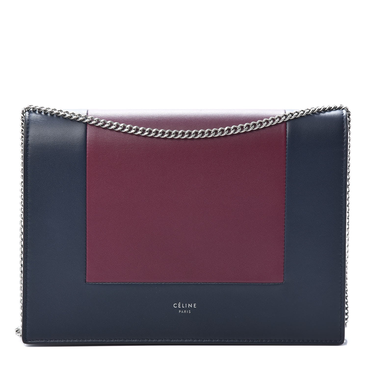 Celine Smooth Lambskin Frame Evening Chain Clutch Steel Blue Plum 1 of 10