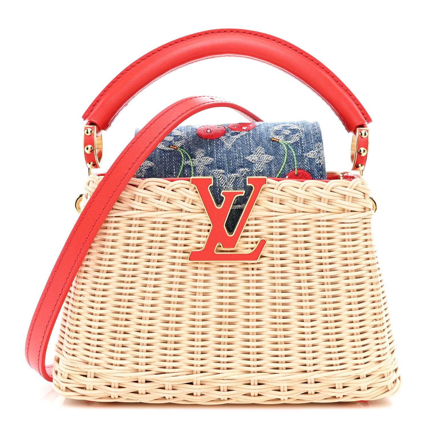 Louis Vuitton LV X TM Rattan Denim Calfskin Cerises Capucines Mini 1 of 9