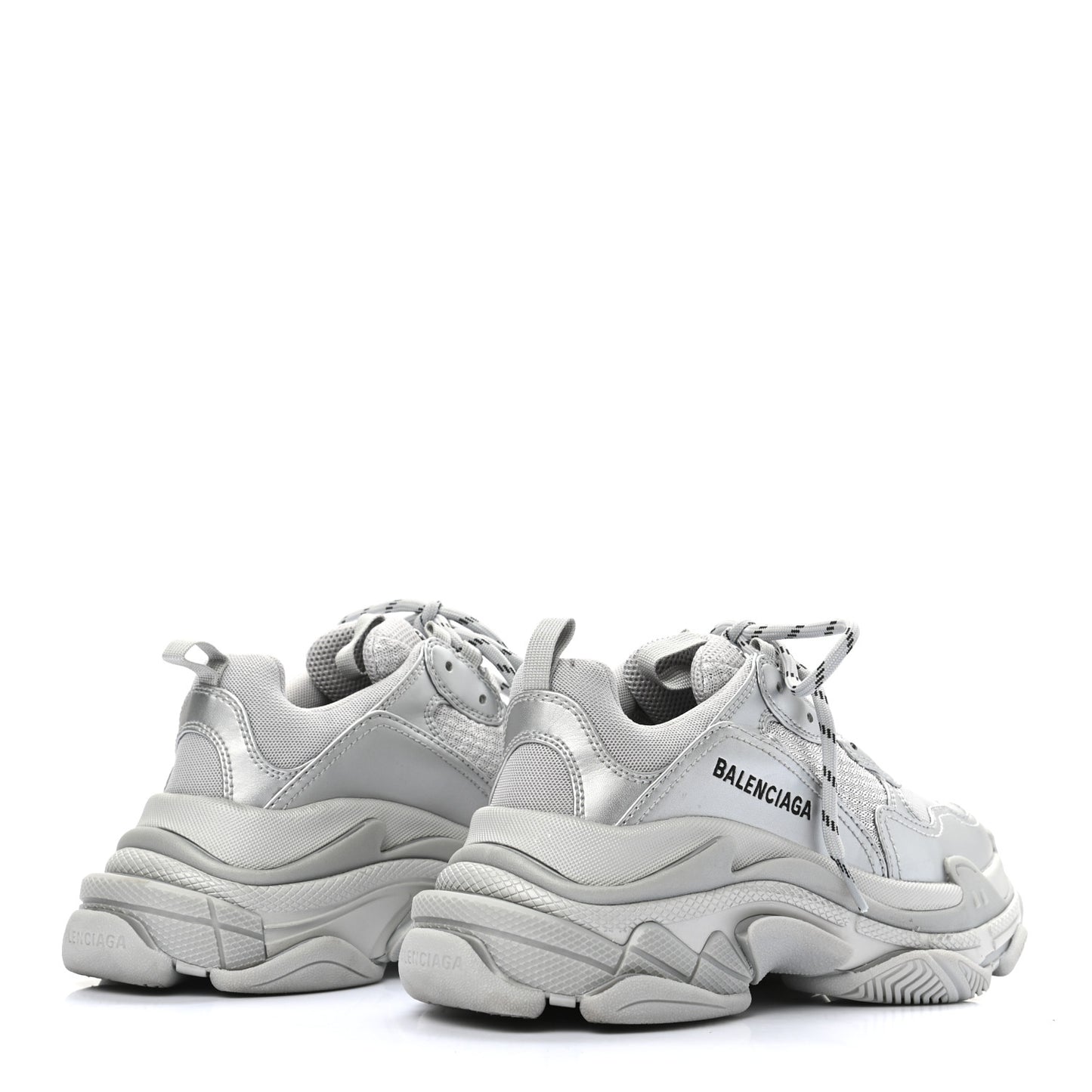 Metallic Fabric Mesh Womens Triple S Sneakers 37 Silver