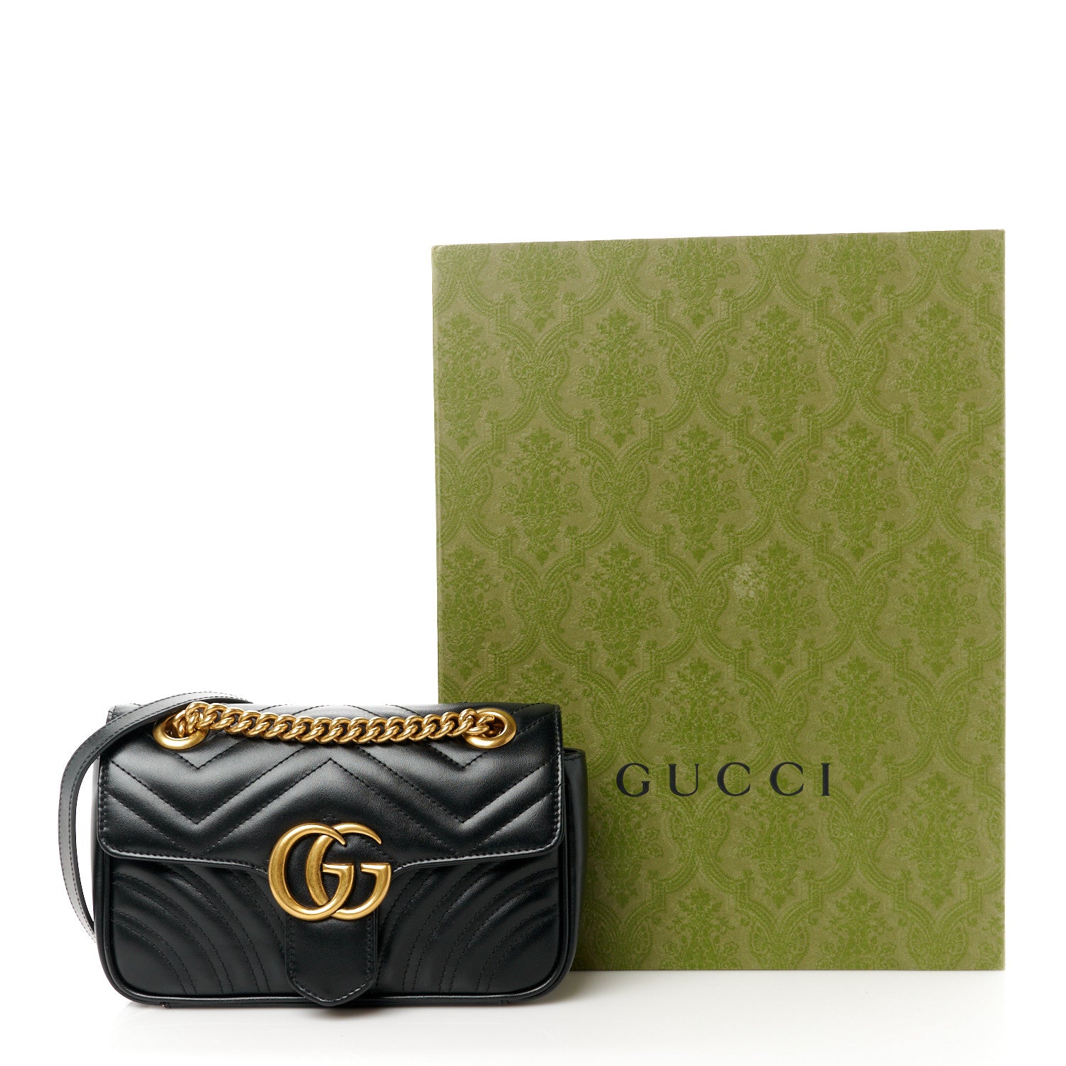 Gucci Calfskin Matelasse Mini GG Marmont Shoulder Bag Black 12 of 12