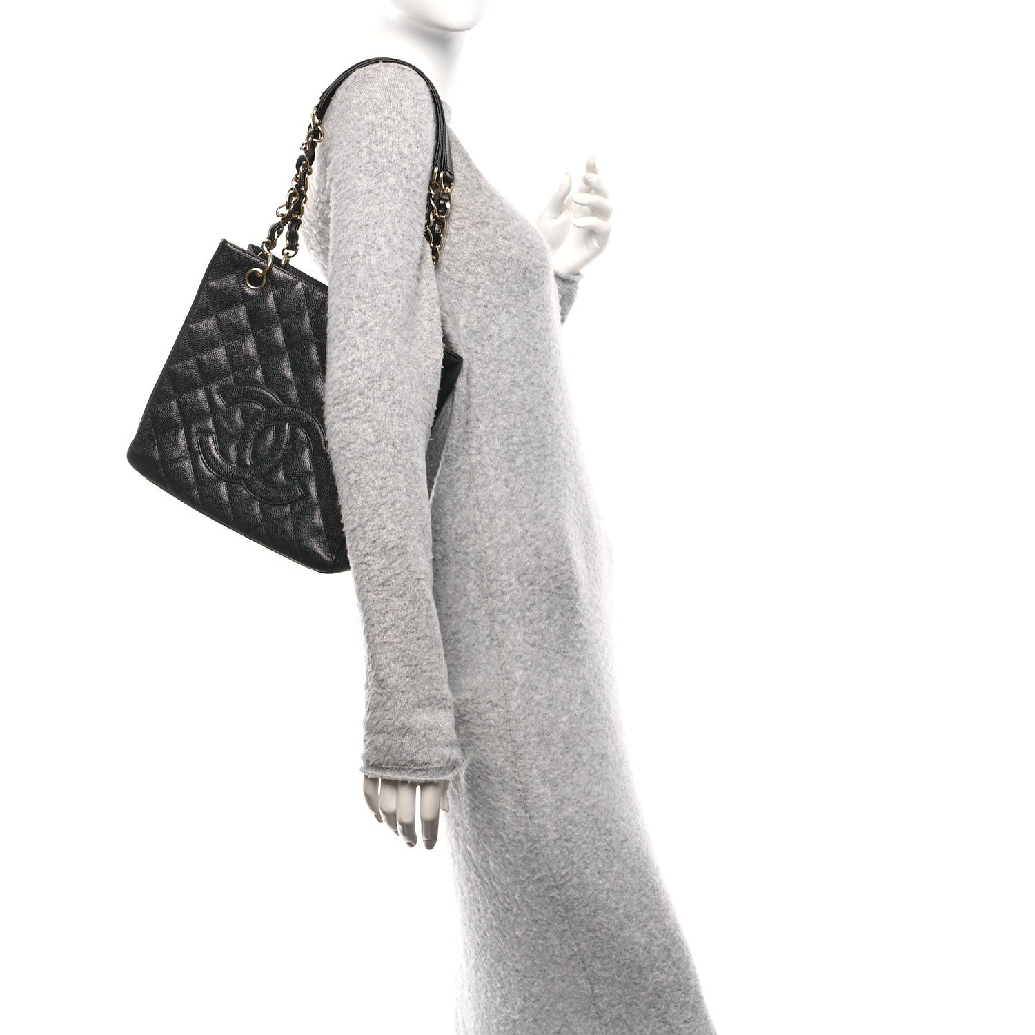Chanel Caviar Quilted Petit Shopping Tote PST Black 2 of 11