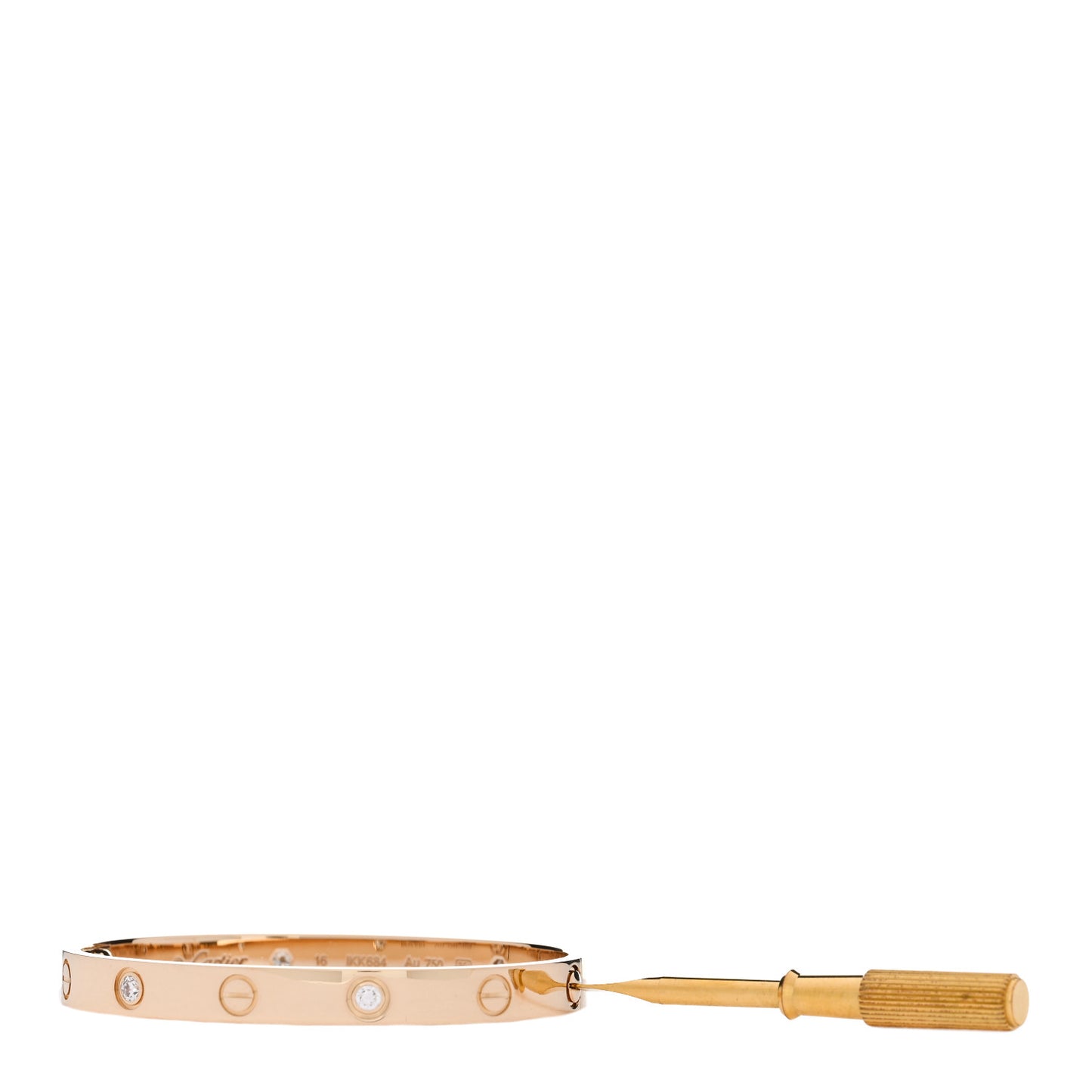 18K Yellow Gold 4 Diamond LOVE Bracelet 16