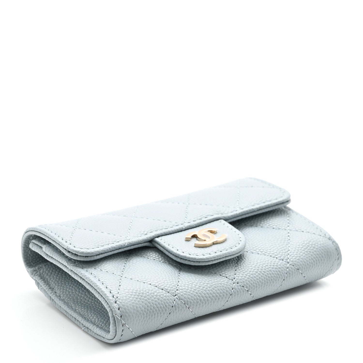 Chanel Caviar Quilted Flap Card Holder Wallet Light Blue 4 of 9