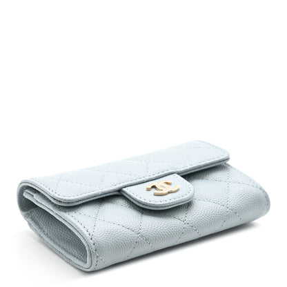 Chanel Caviar Quilted Flap Card Holder Wallet Light Blue 4 of 9