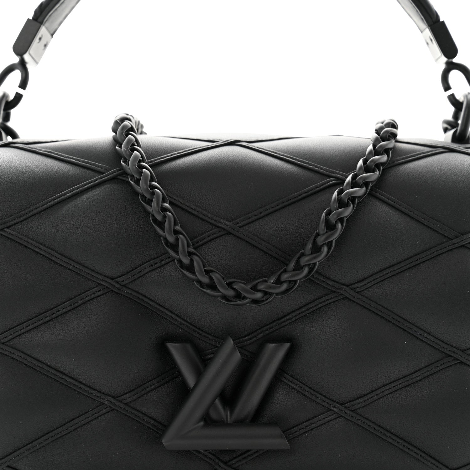 Louis Vuitton Lambskin Malletage Monochrome Top Handle GO-14 MM Black 8 of 10