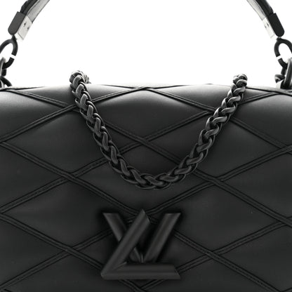 Louis Vuitton Lambskin Malletage Monochrome Top Handle GO-14 MM Black 8 of 10