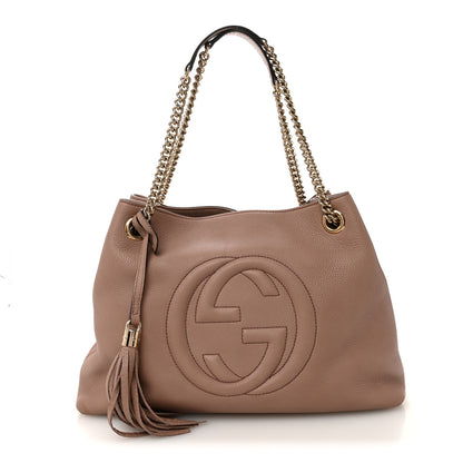 Gucci Pebbled Calfskin Medium Soho Chain Shoulder Bag Camelia 1 of 23