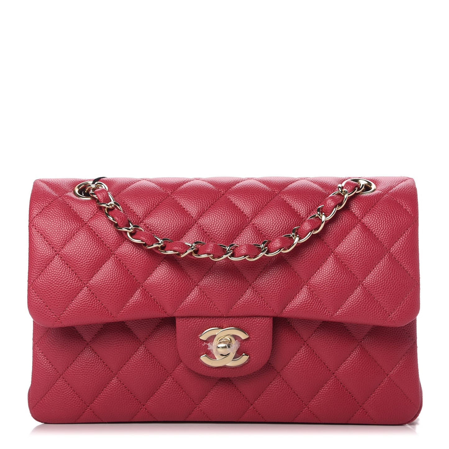 Caviar Quilted Small Double Flap Dark Pink