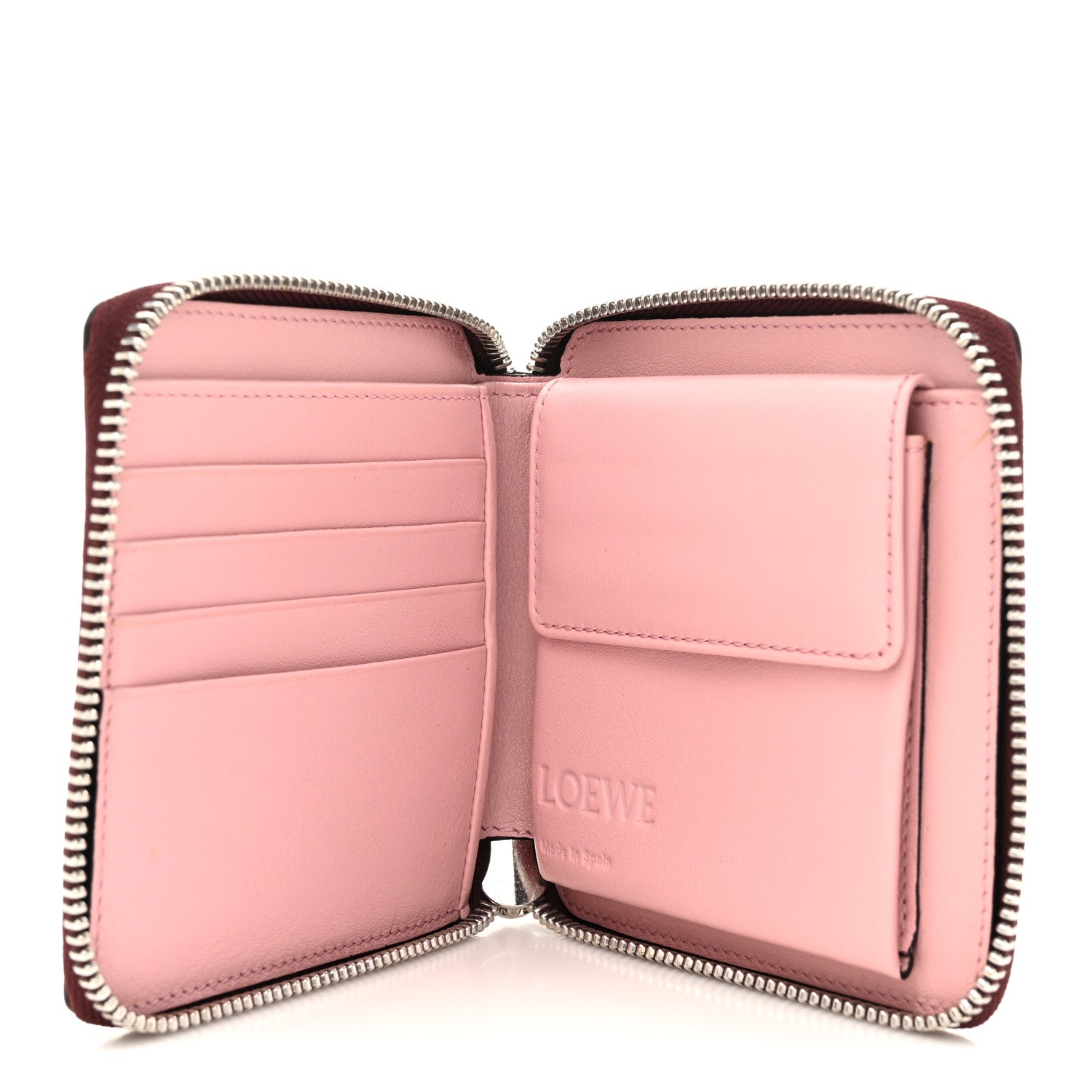 Loewe Calfskin Small Puzzle French Zip Around Wallet Wine Soft Pink 5 of 9