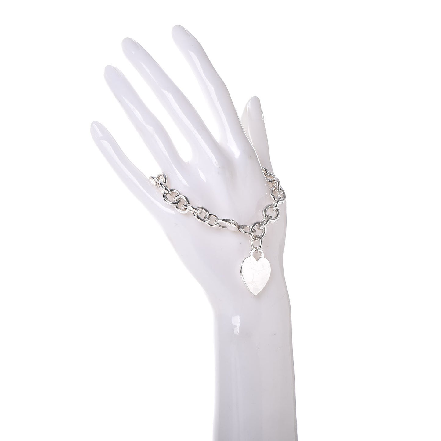 Sterling Silver Heart Tag Charm Bracelet