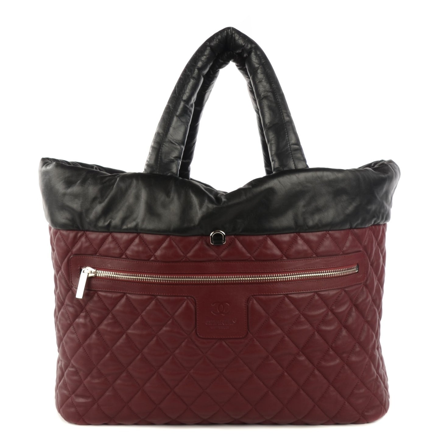 Lambskin Quilted Extra Large Coco Cocoon Reversible Tote Black