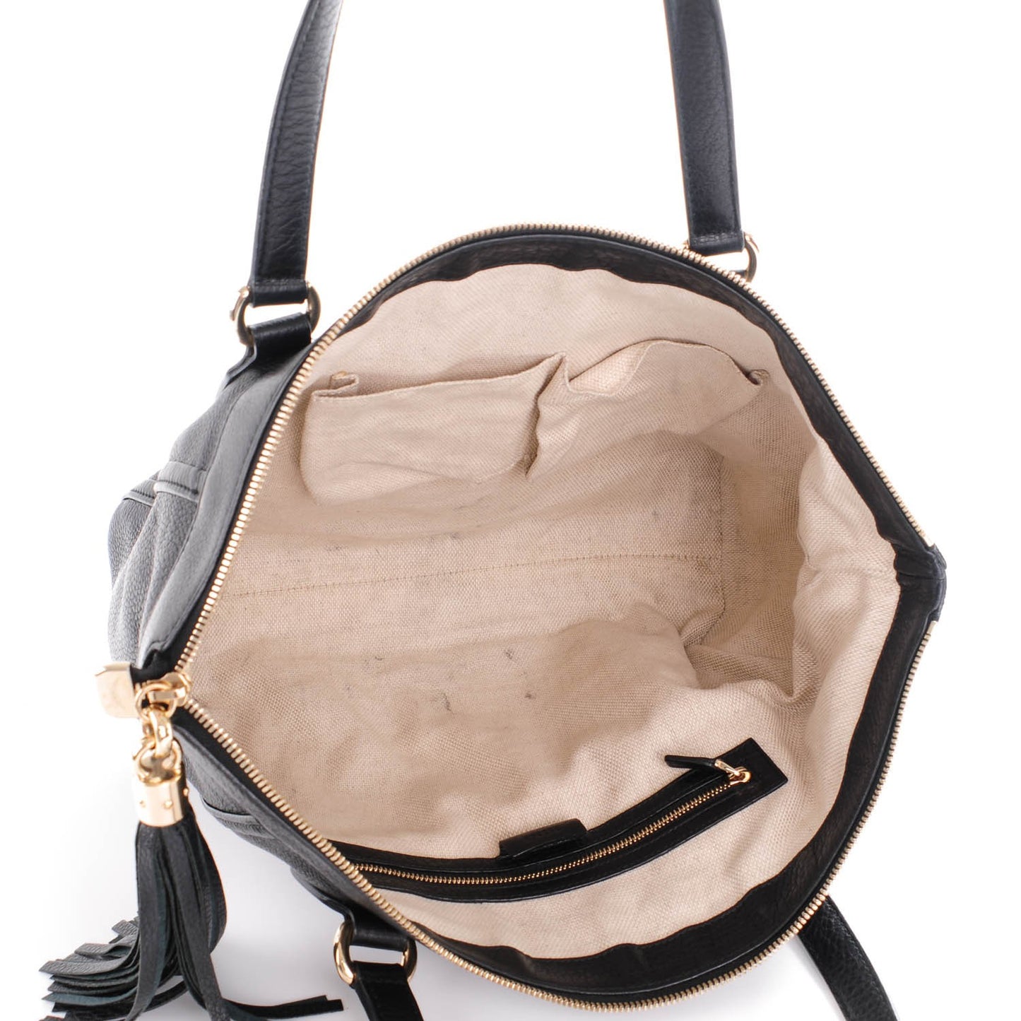 Pebbled Calfskin Small Soho Top Handle Bag Black