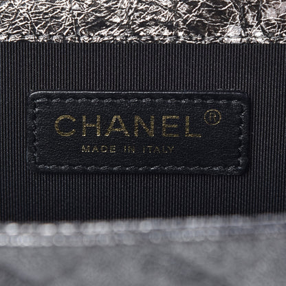 Chanel Cracked Metallic Calfskin Quilted Zip Away Chain Clutch Dark Silver 7 of 8