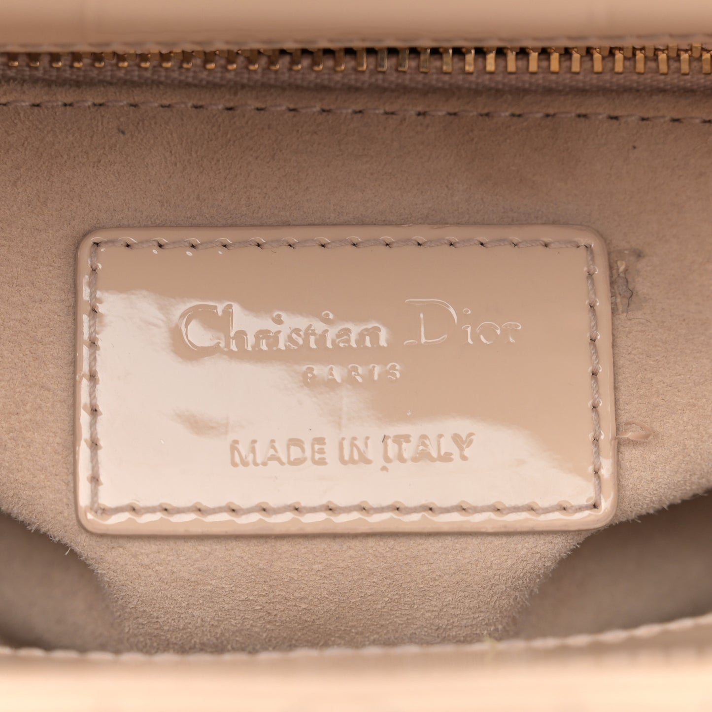 Patent Cannage Mini Lady Dior Beige