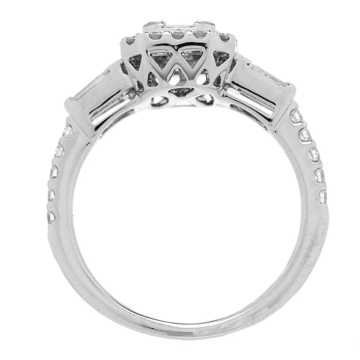 18K White Gold Diamond .75ct Baguette Cut Ring 49 5