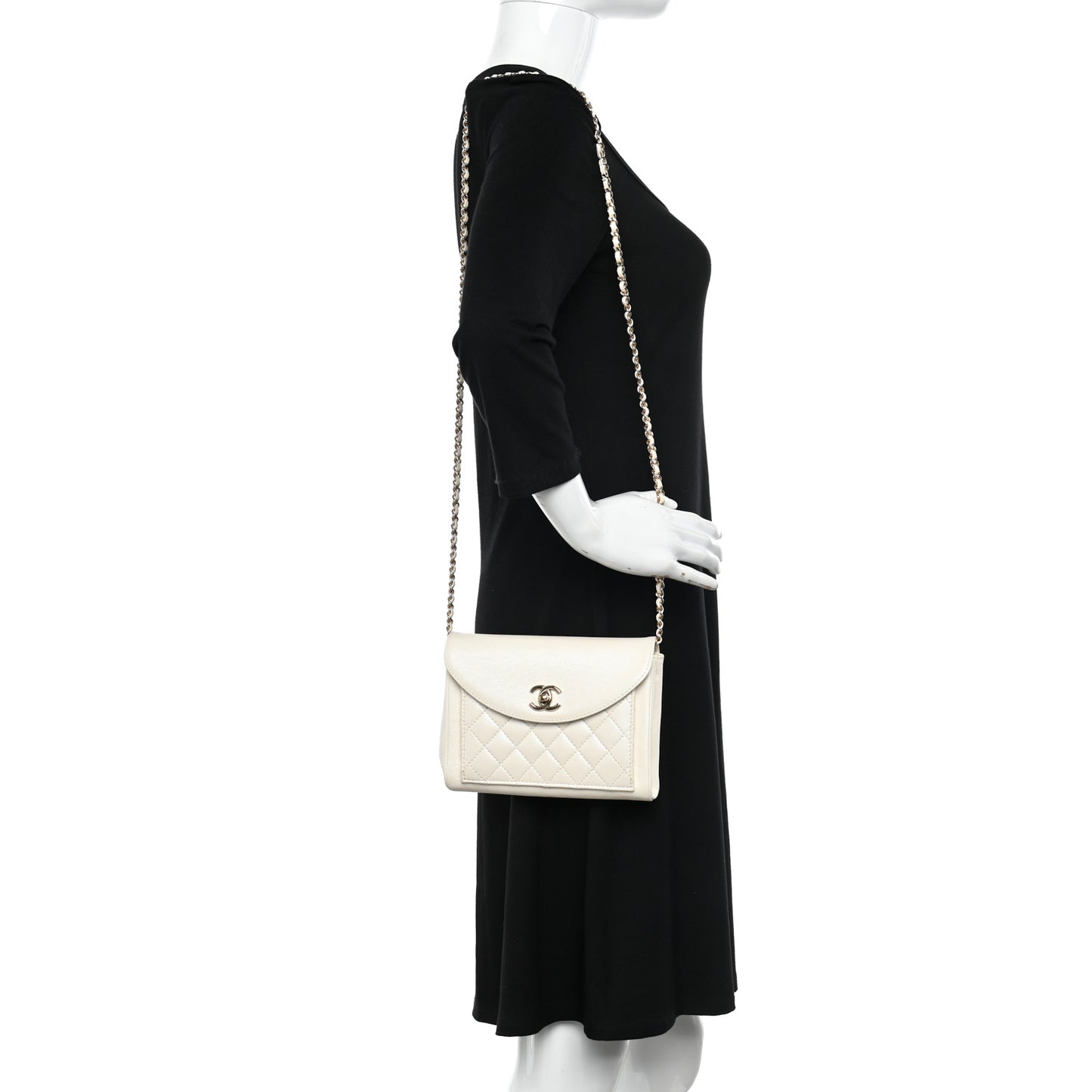 Calfskin Quilted Smart Pocket Crossbody Bag White