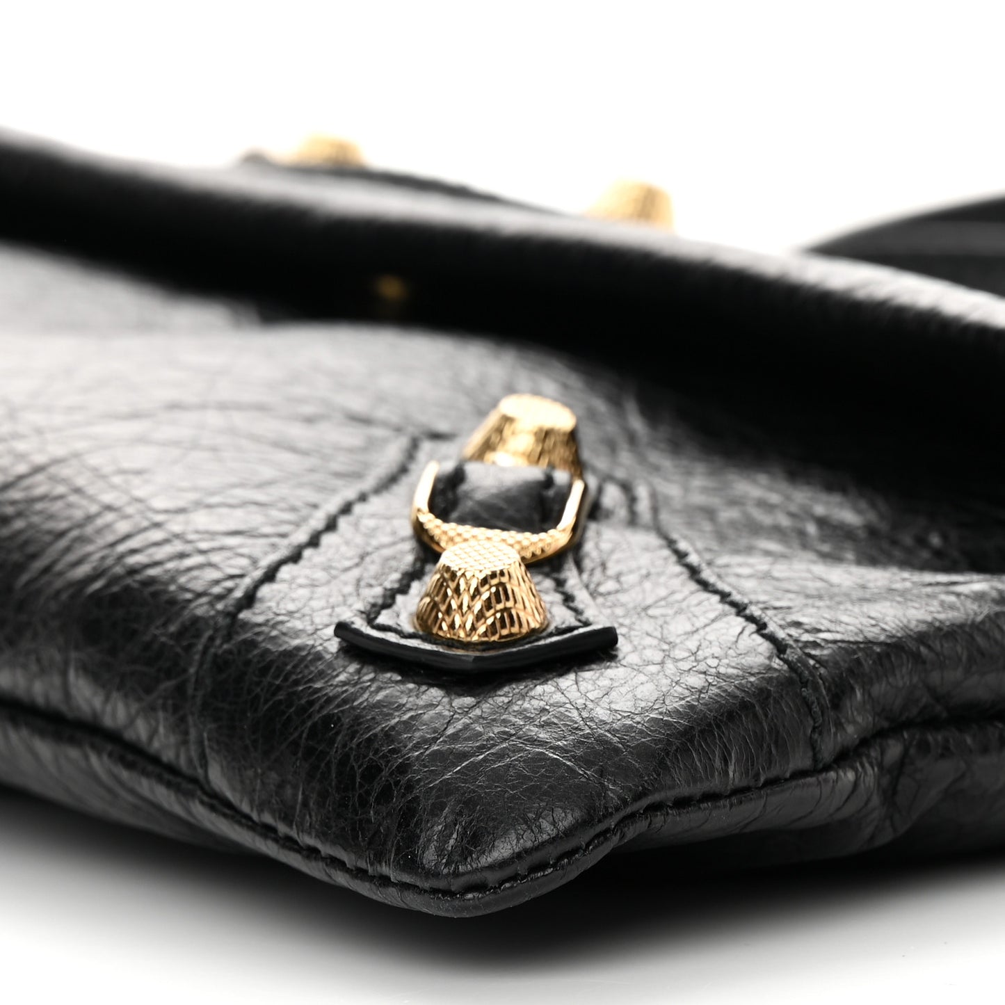 Agneau Giant 12 Gold Hardware Envelope Strap Clutch Black