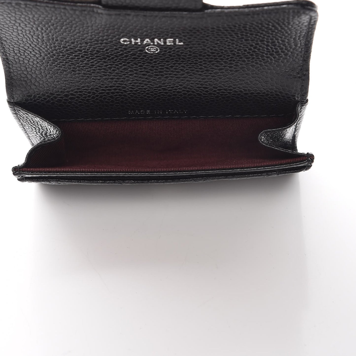 Caviar Quilted Flap Card Holder Black