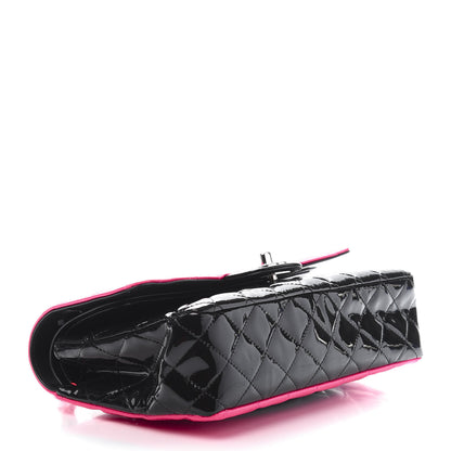 Chanel Patent Calfskin Quilted Bi-Color Medium Double Flap Pink Black 4 of 12