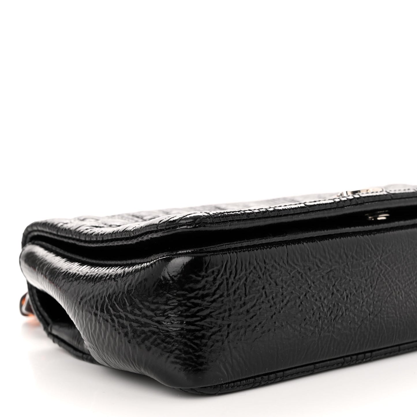 Patent Quilted Resin Chain Small Lola Bag Black