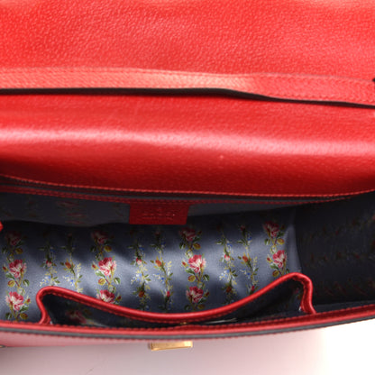 Gucci Calfskin Bamboo Web Medium Falena Moth Top Handle Bag Hibiscus Red 5 of 9