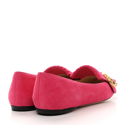 Gucci Kid Scamosciato GG Marmont Fringe Flats 36 Hot Pink 4 of 8