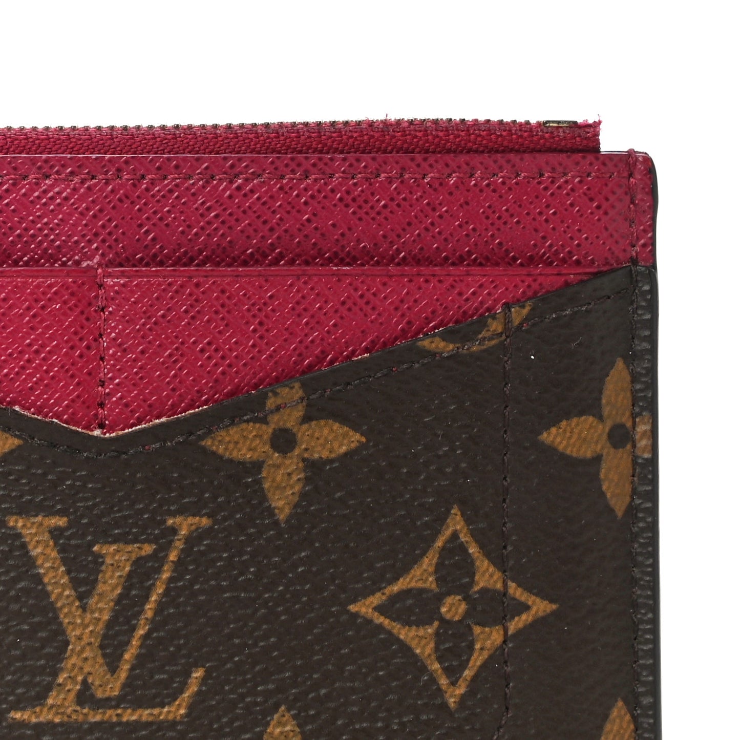 Monogram Zipped Card Holder Fuchsia