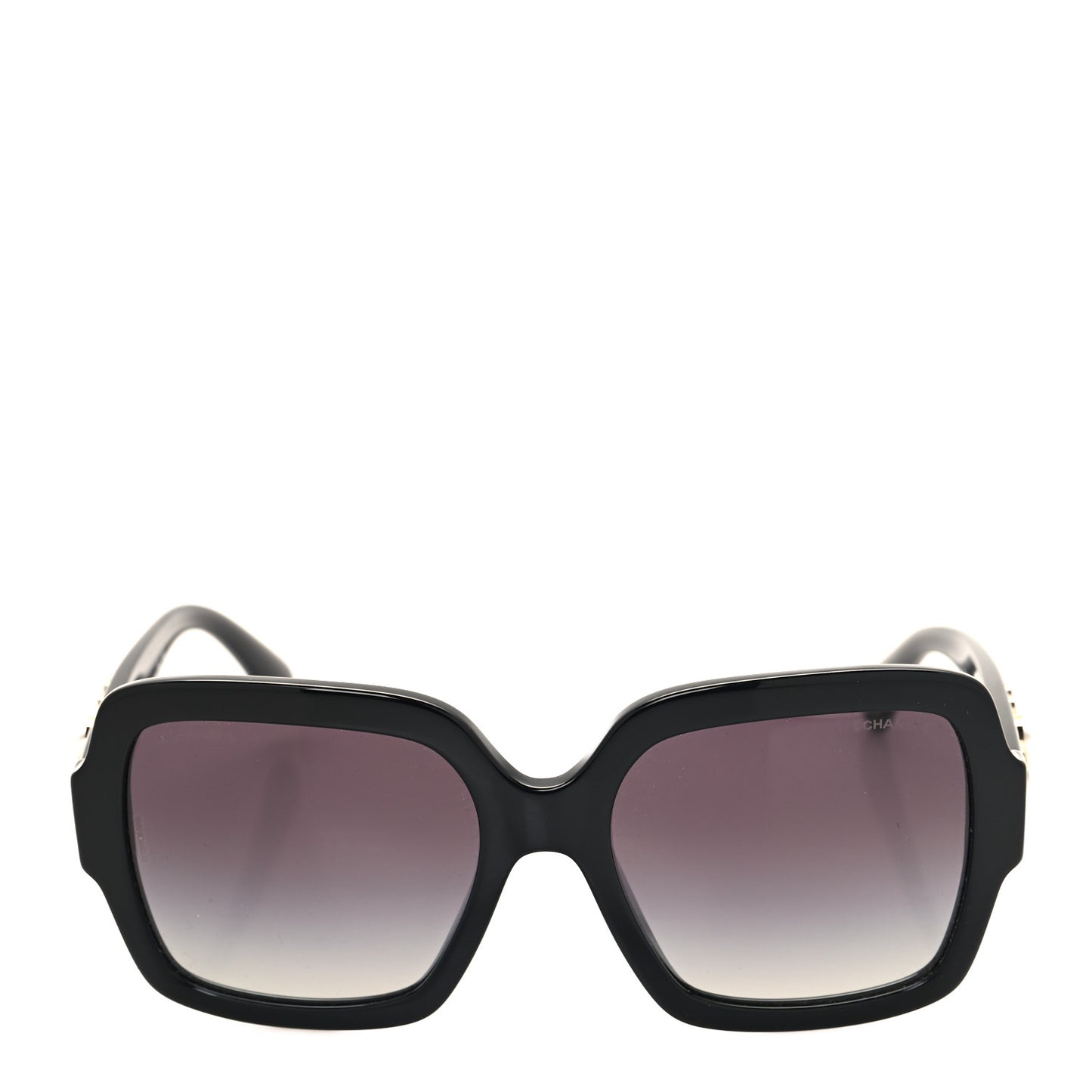 Acetate Charms Pearl Square Sunglasses 5479-A Black Gold