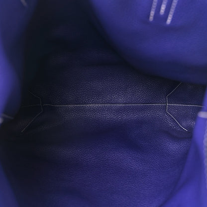 Hermes Taurillon Clemence Double Sens 36 Reversible Tote Iris Bleu De Malte 8 of 17