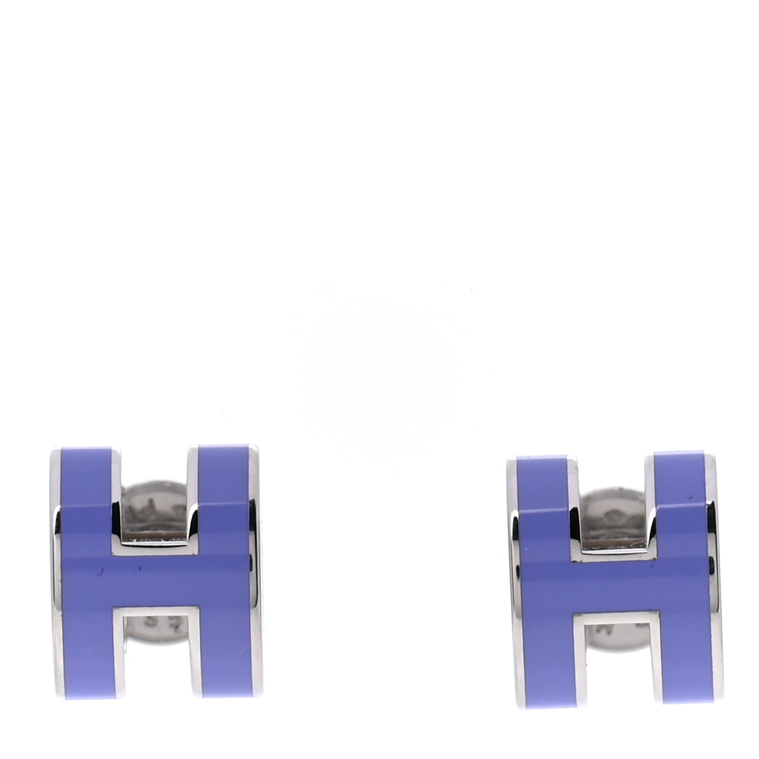 Hermes Palladium Lacquered Pop H Earrings Ultraviolet 1 of 5