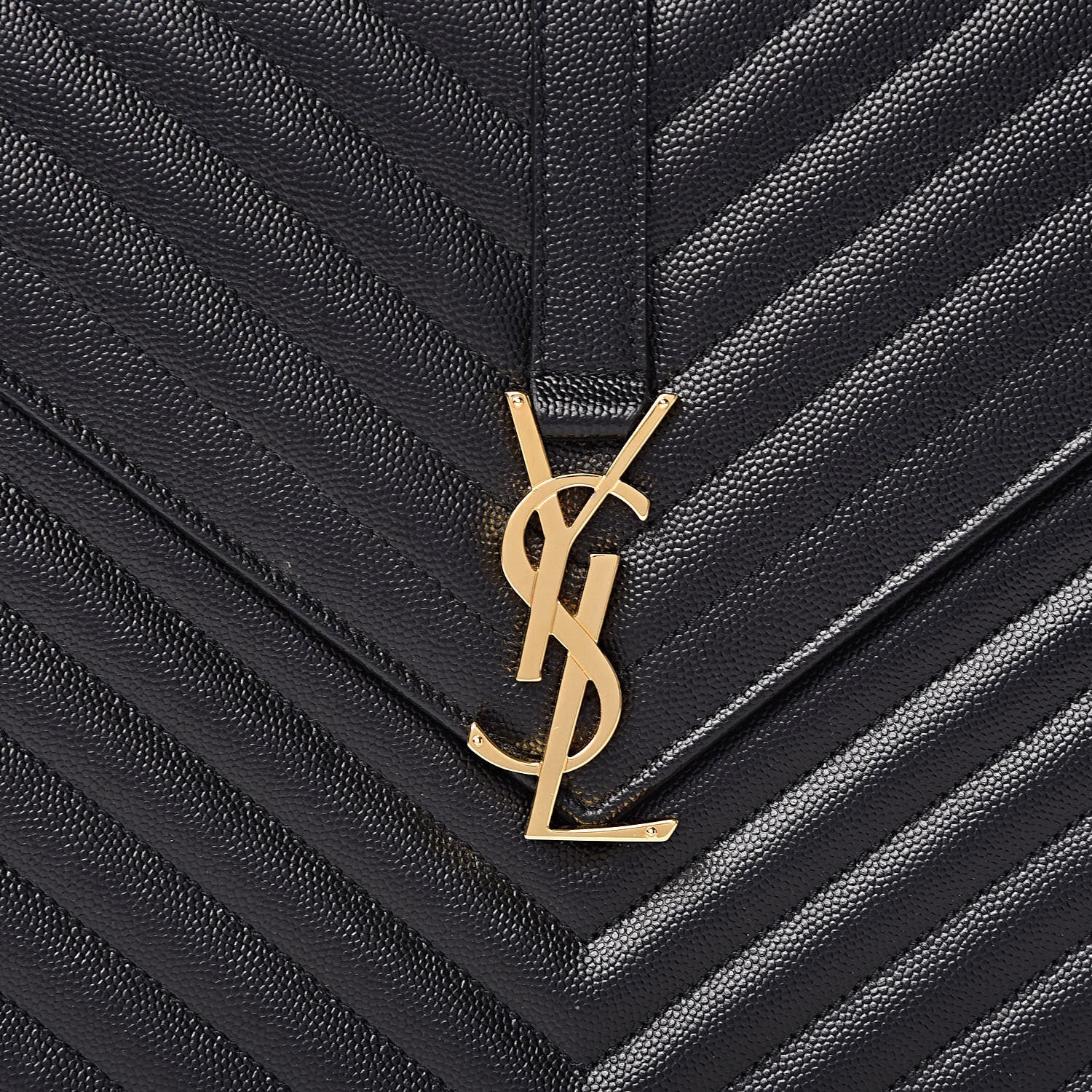 Saint Laurent Grain De Poudre Matelasse Chevron Large Monogram Satchel Black 8 of 10
