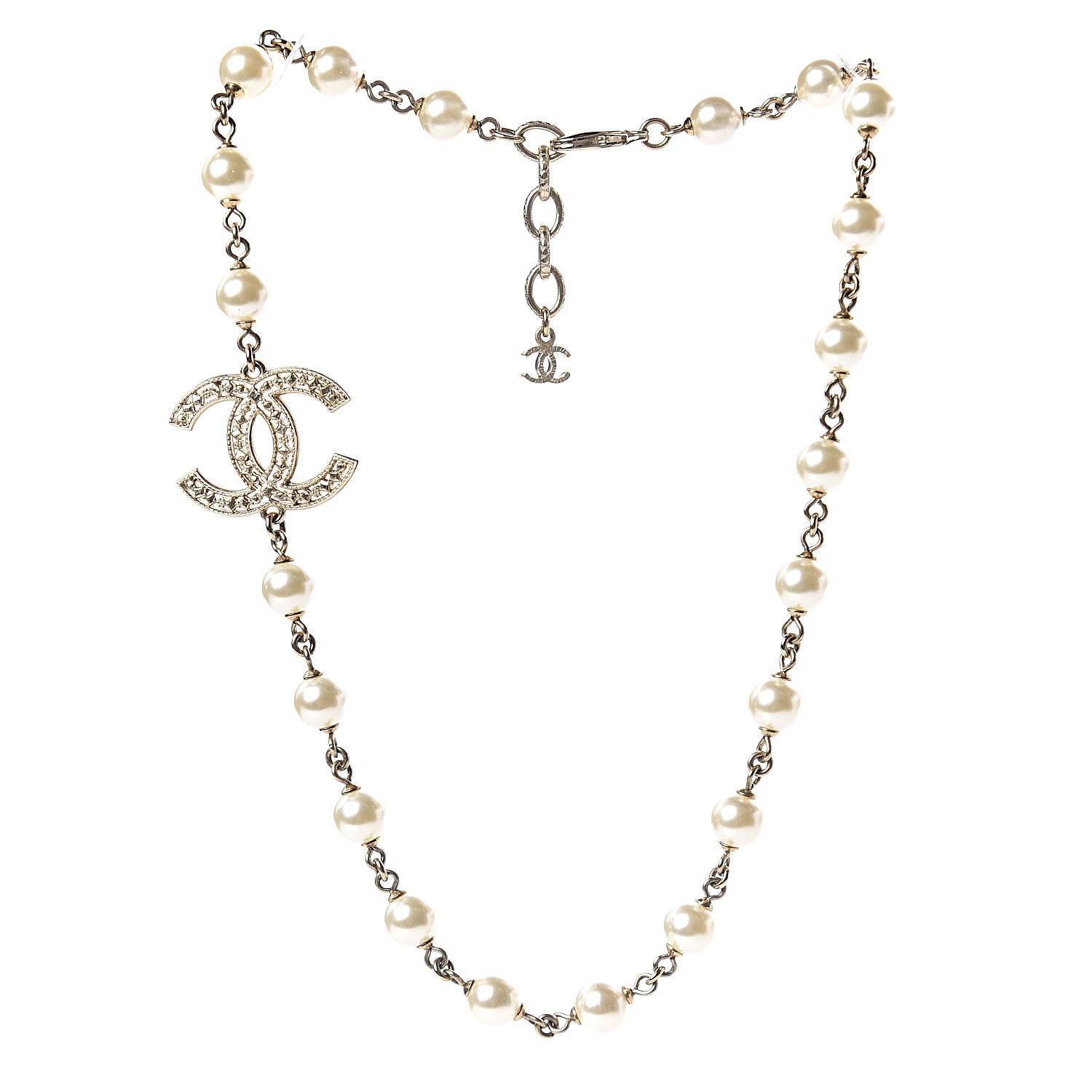 Chanel Pearl CC Short Necklace Gold 3 of 6