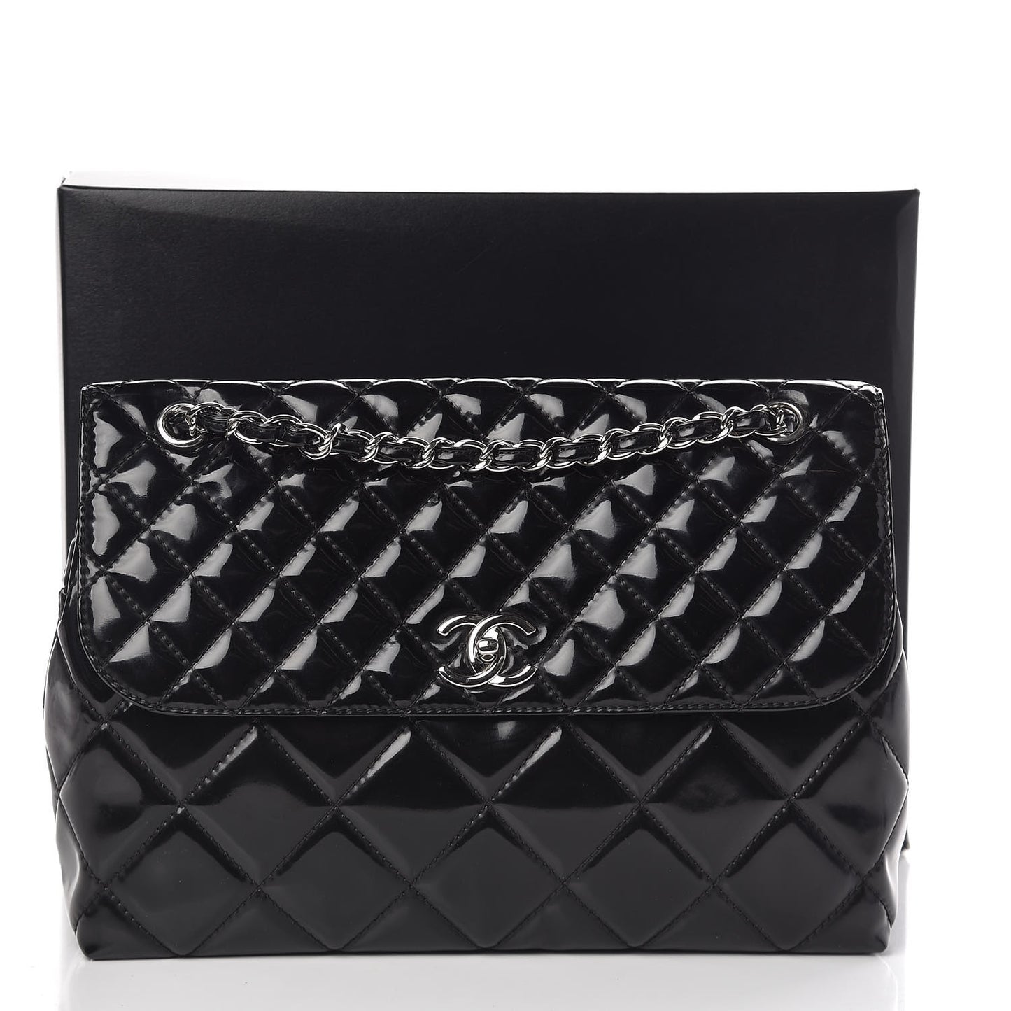 Vinyl Quilted In the Business Flap Bag Black