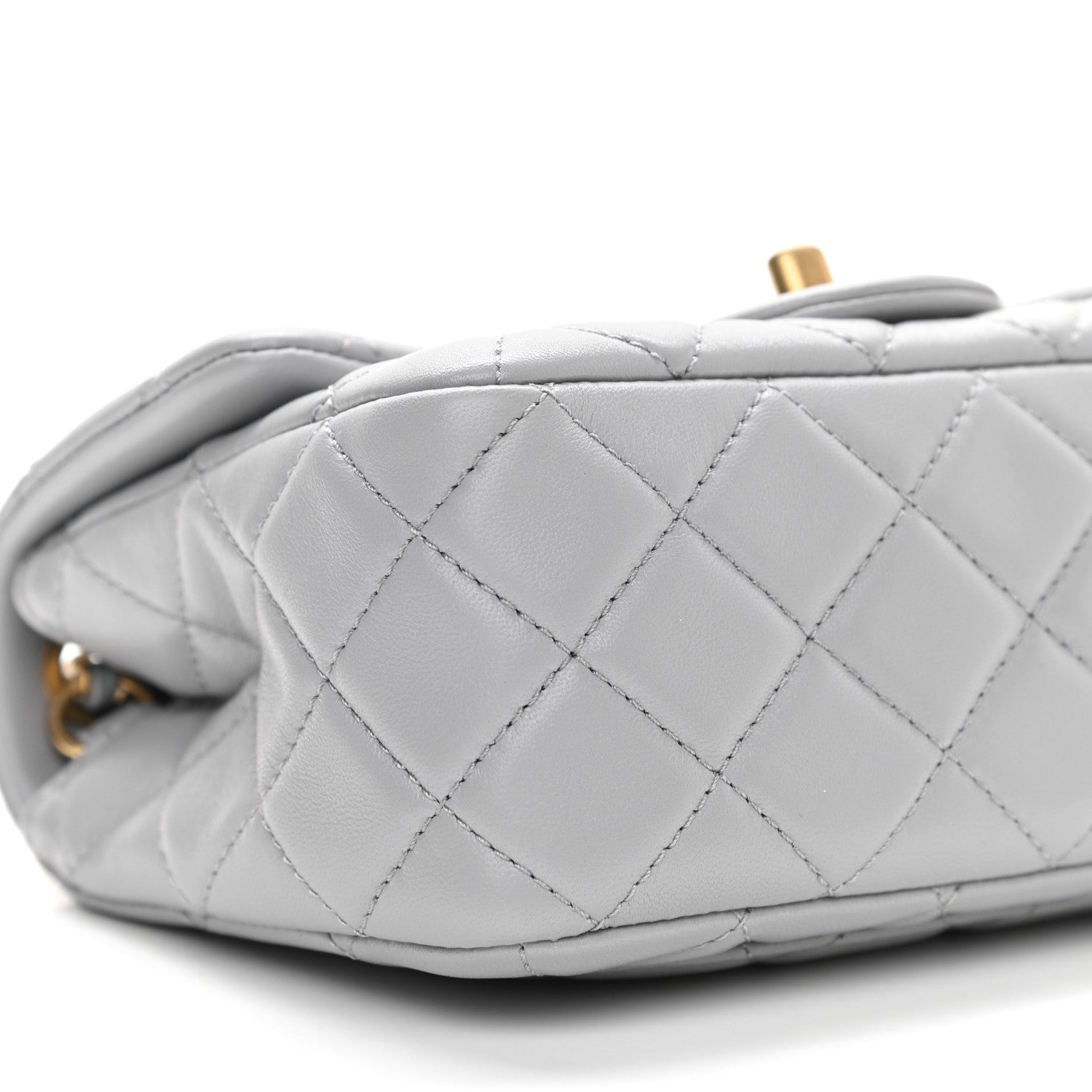 Chanel Lambskin Quilted Mini Pearl Crush Flap Light Grey 9 of 11