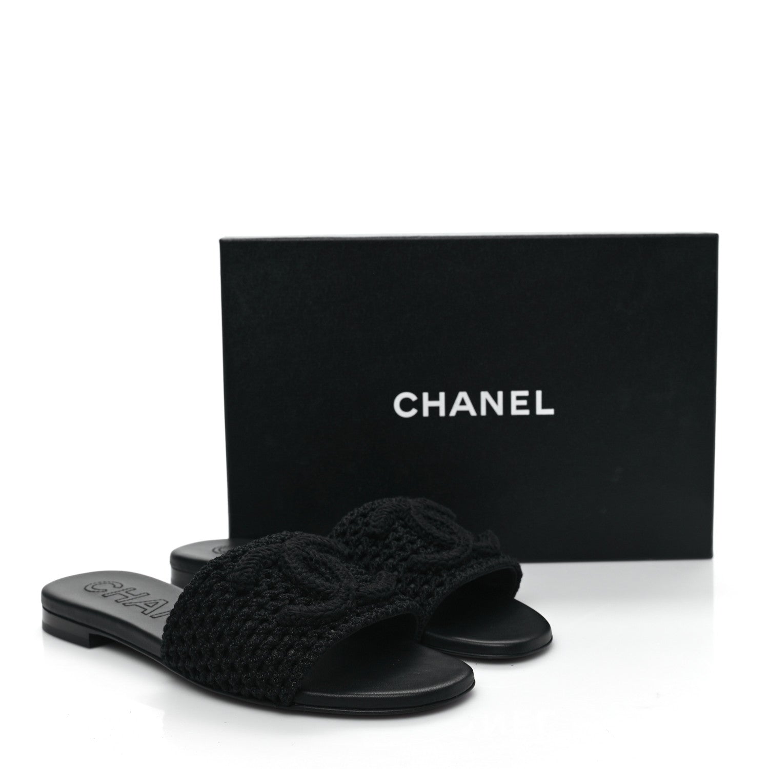 Chanel Crochet CC Mules Sandals 39 Black 9 of 9