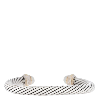 David Yurman Sterling Silver 14K Yellow Gold Pearl 7mm Cable Classics Bracelet 2 of 4