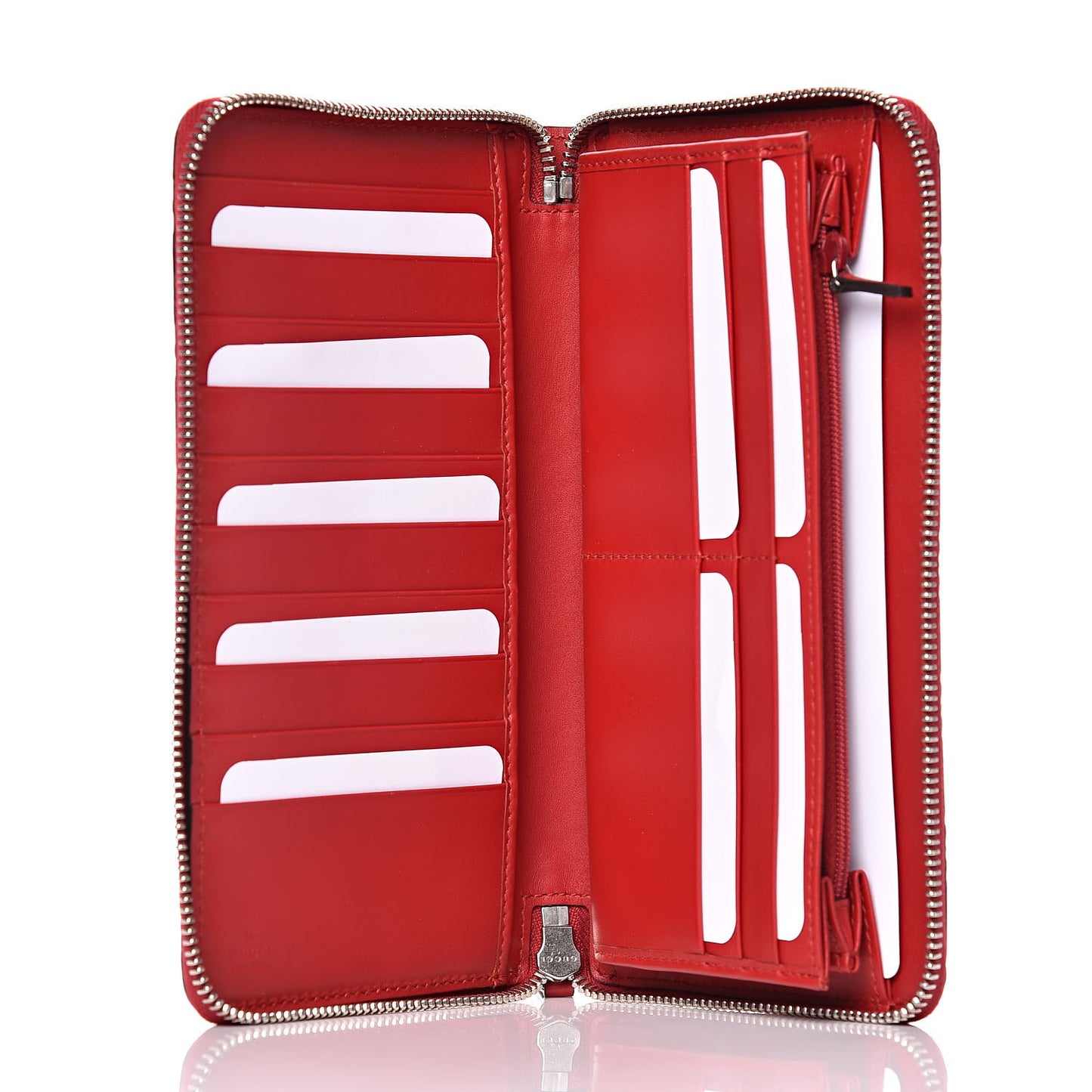 Guccissima Signature Zip Around Organizer Wallet Hibiscus Red