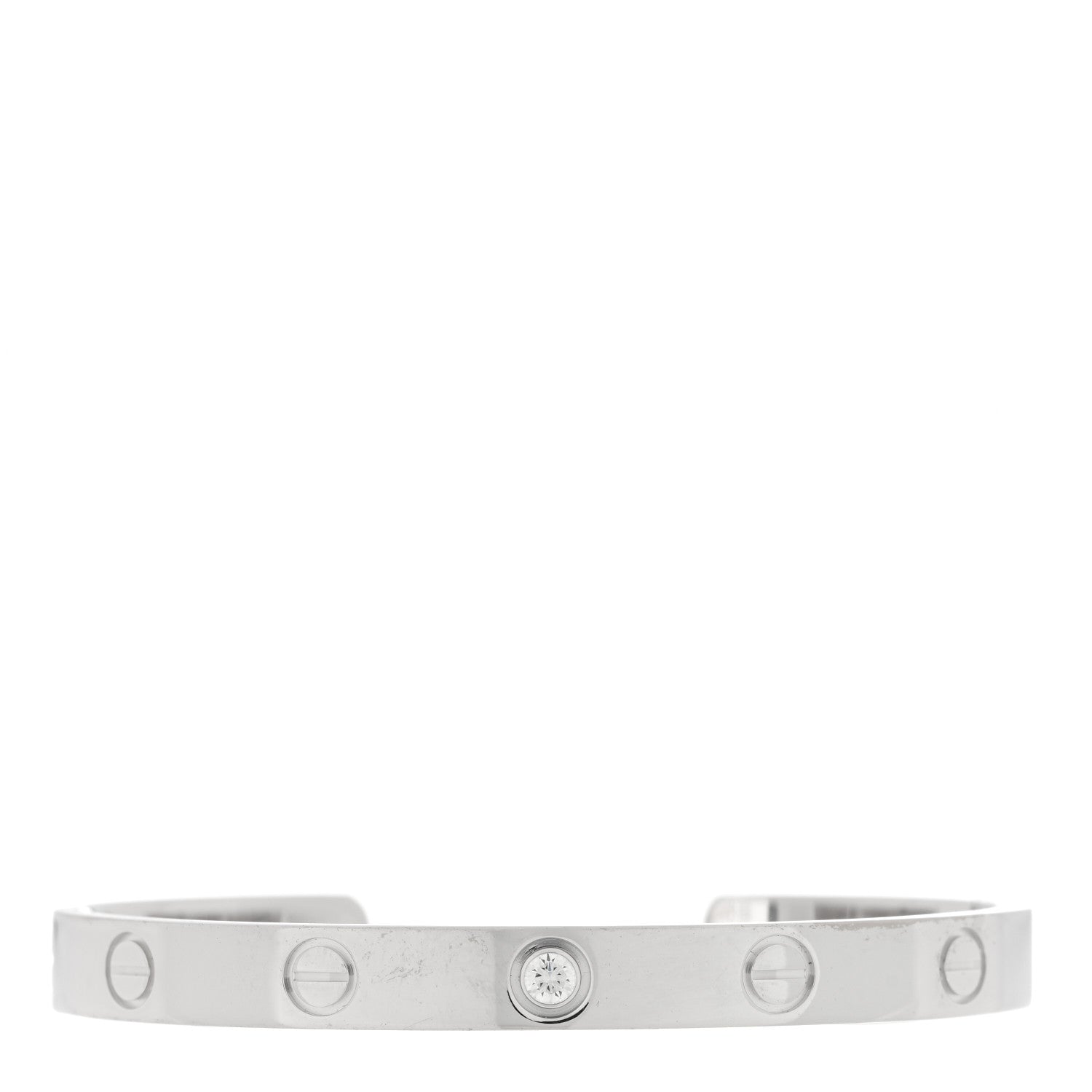 Cartier 18K White Gold 1 Diamond LOVE Cuff Bracelet 16 1 of 3