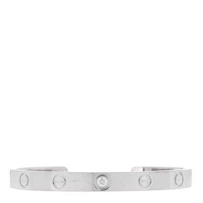 Cartier 18K White Gold 1 Diamond LOVE Cuff Bracelet 16 1 of 3