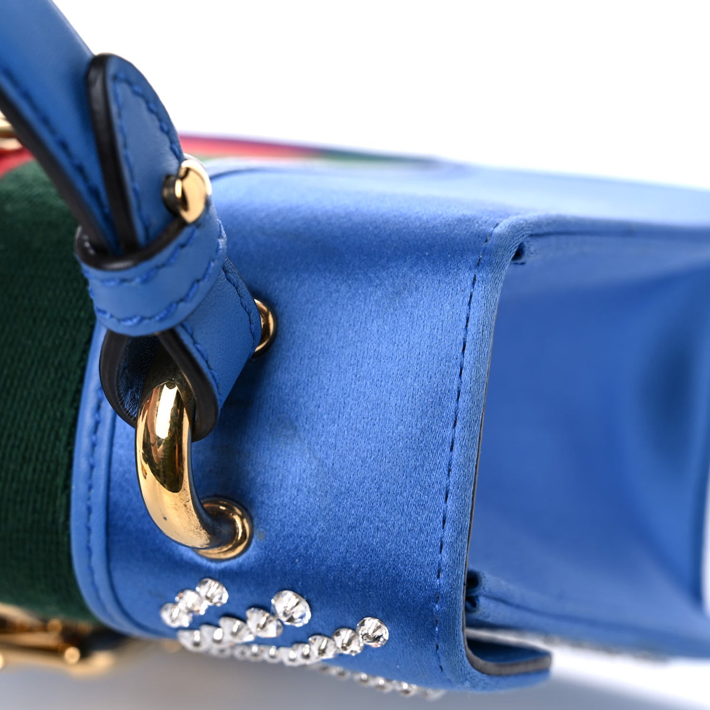 Satin Crystal Mini Sylvie Top Handle Bag Blue