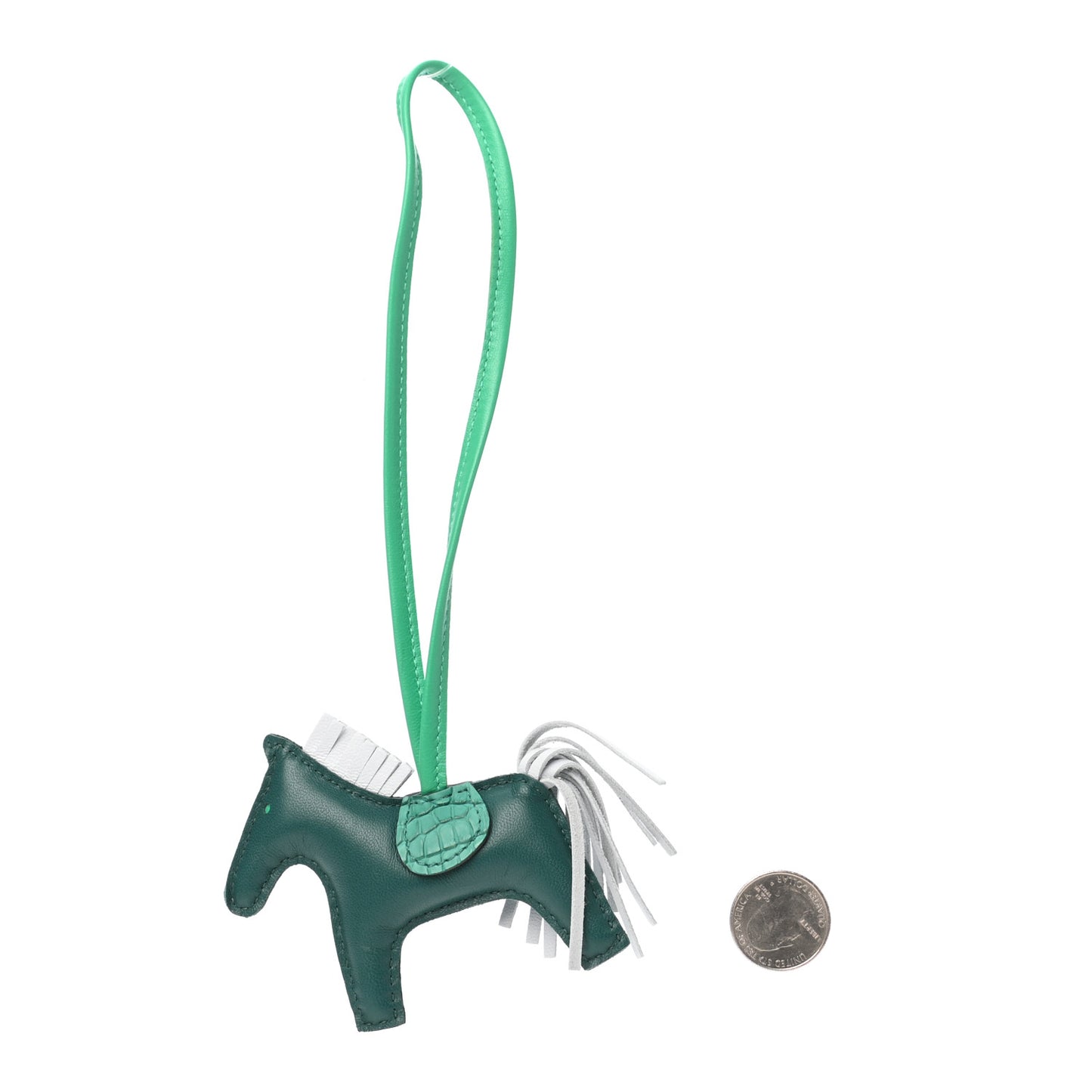 Milo Lambskin Matte Alligator Touch Grigri Rodeo Horse Bag Charm PM Malachite Menthe Bleu Brume Very Jade