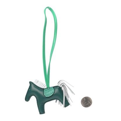 Hermes Milo Lambskin Matte Alligator Touch Grigri Rodeo Horse Bag Charm PM Malachite Menthe Bleu Brume Very Jade 2 of 5