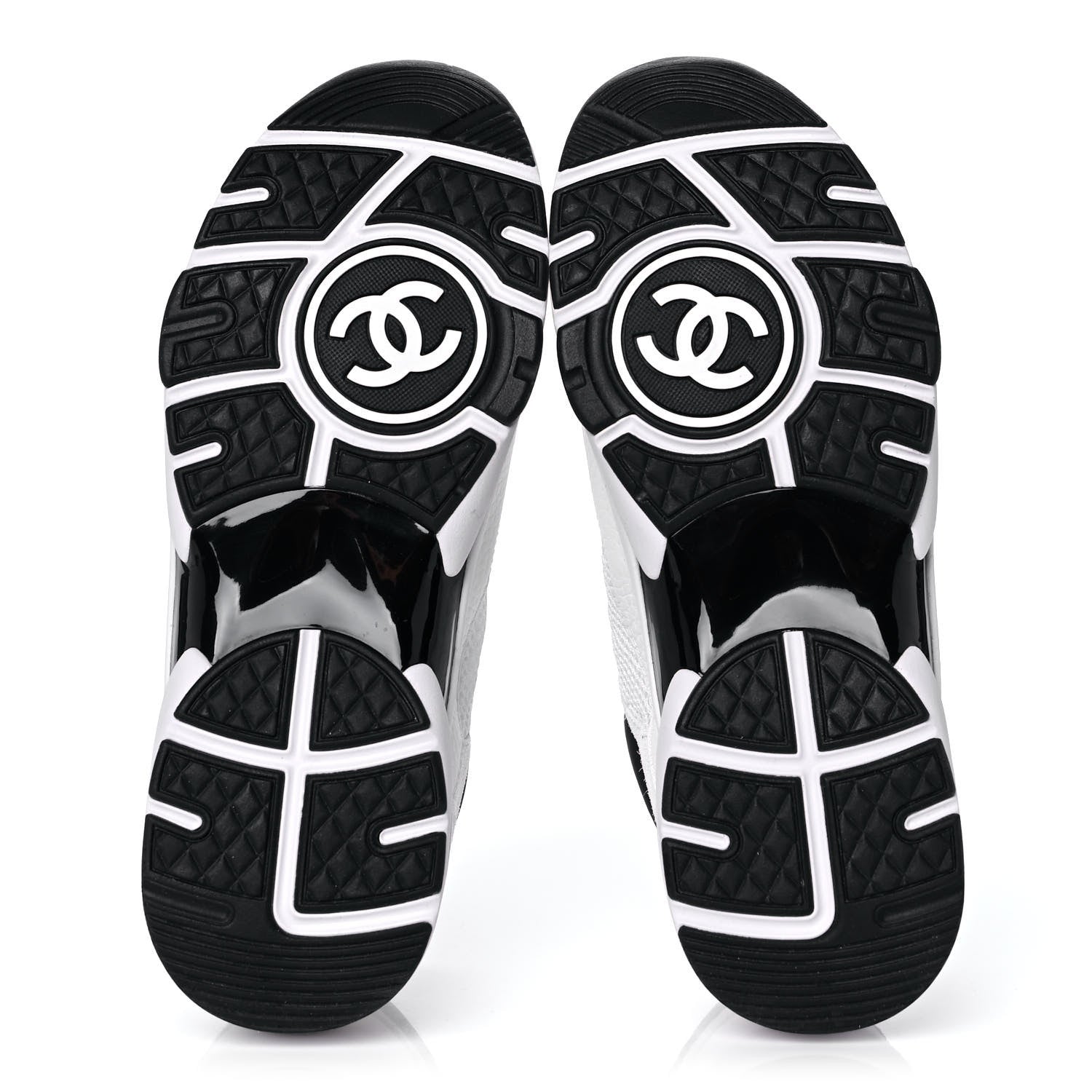 Chanel Mesh Suede Calfskin Grained Calfskin Womens CC Sneakers 39 White Black 5 of 10