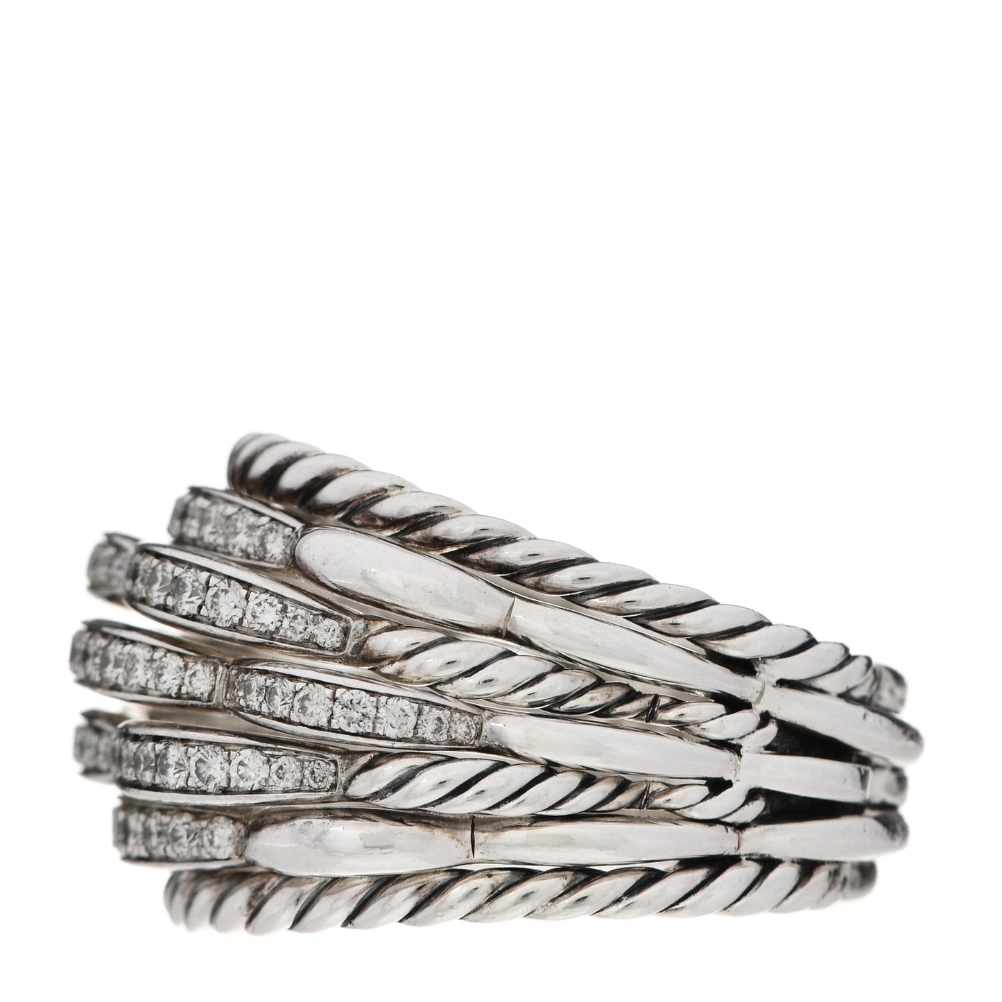 Sterling Silver Diamond 20mm Tides Dome Ring 57 8