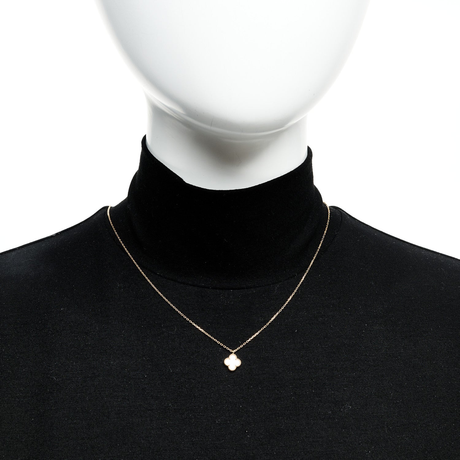 Van Cleef & Arpels 18K Yellow Gold Mother of Pearl Sweet Alhambra Pendant Necklace 2 of 5